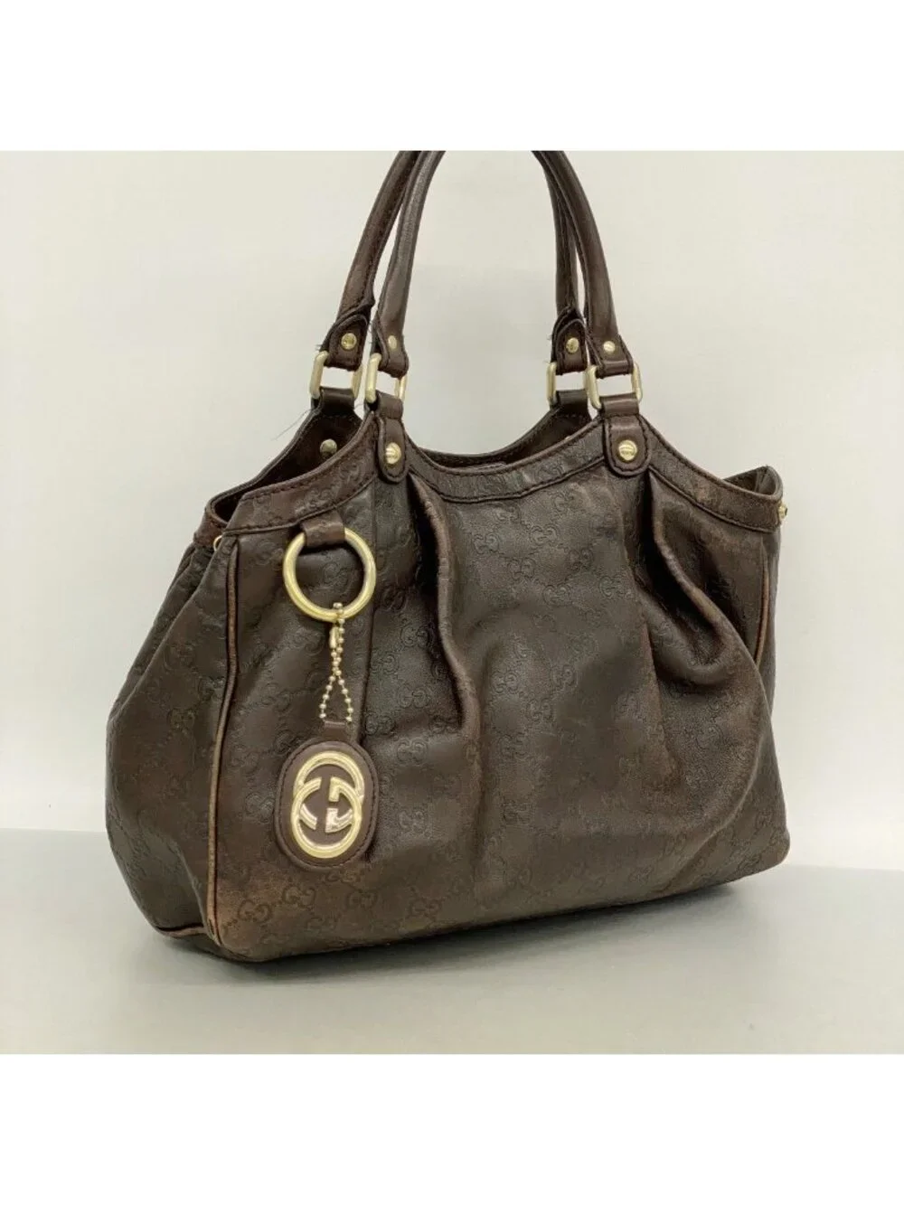 Gucci Tote Guccissima Ski Leather Brown Gold